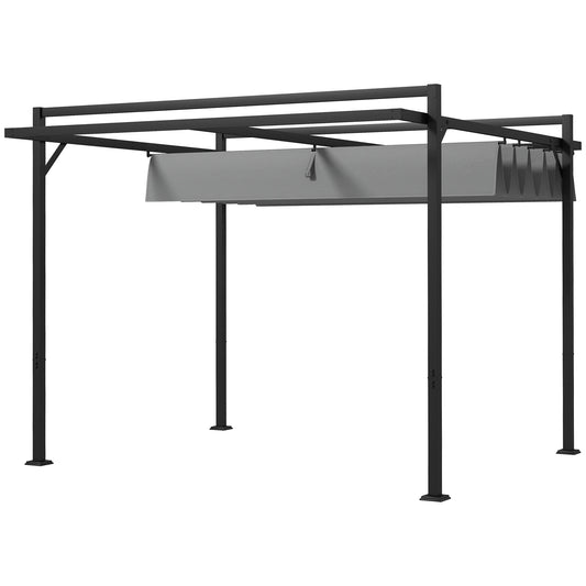 10' x 10' Retractable Pergola, Garden Gazebo, Dark Grey Pergolas Dark Grey at Gallery Canada