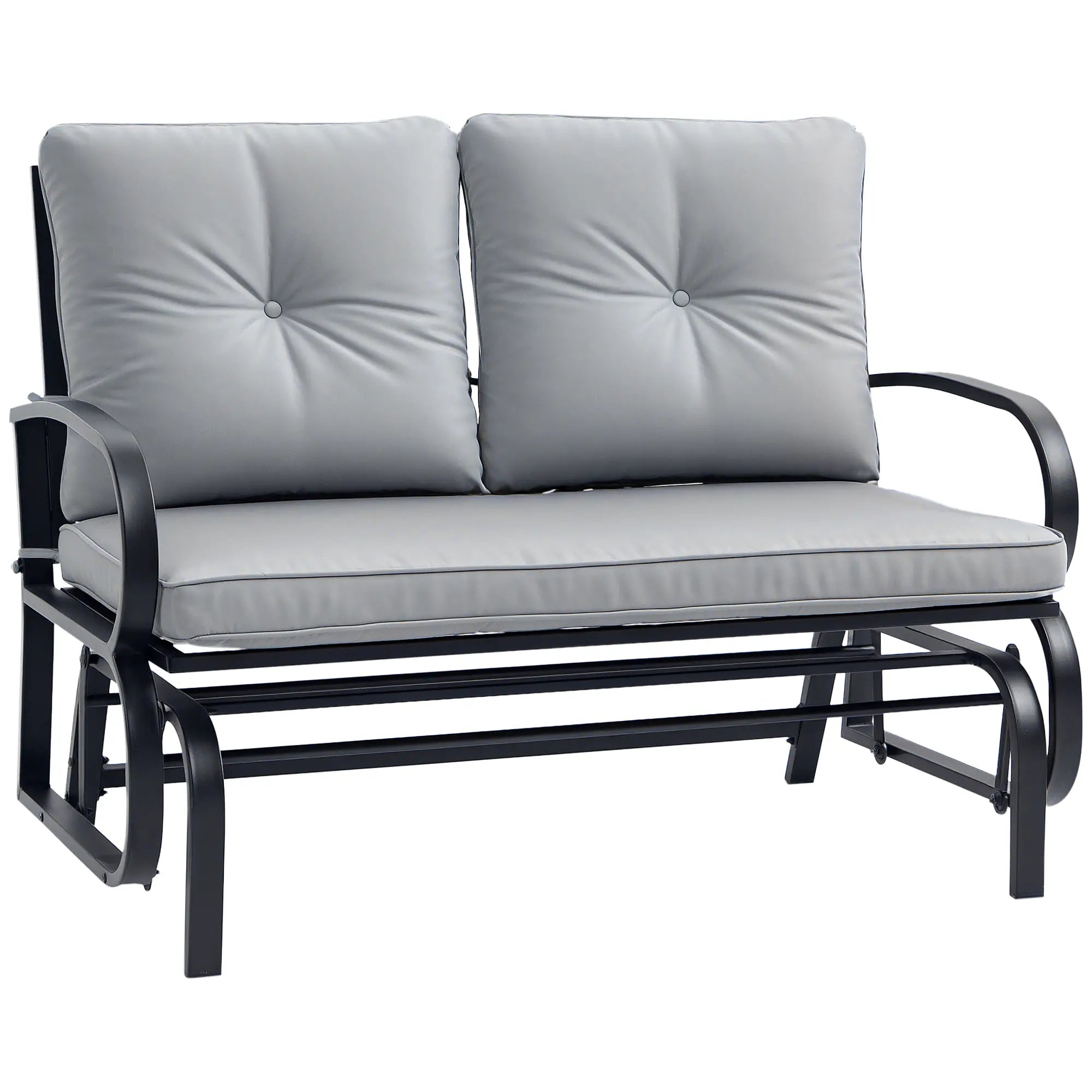 2-Person Outdoor Glider Chair, Steel Frame, Cushions, Grey Outdoor Gliders Black, Grey at Gallery Canada