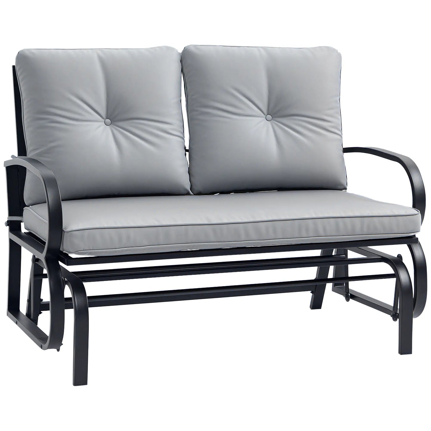 2-Person Outdoor Glider Chair, Steel Frame, Cushions, Grey Outdoor Gliders Black, Grey at Gallery Canada