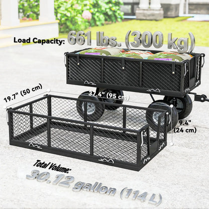 Steel Garden Cart, Utility Wagon, Removable Liner, Quick-Release Sides, 10" Wheels, 660lbs Capacity Folding Garden Carts at Gallery Canada