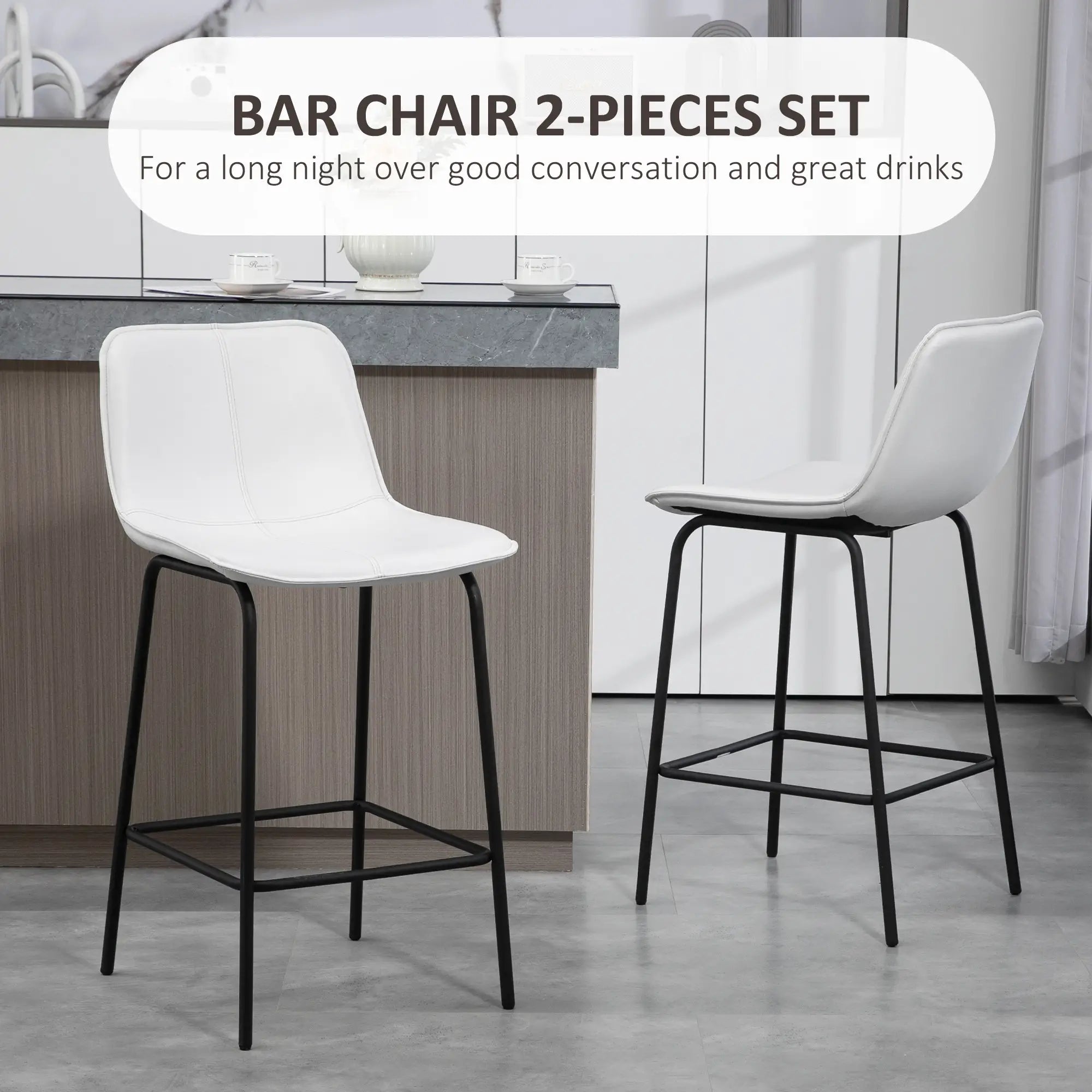 Upholstered Counter Height Bar Stools, Set of 2, Steel Legs Bar Stools at Gallery Canada