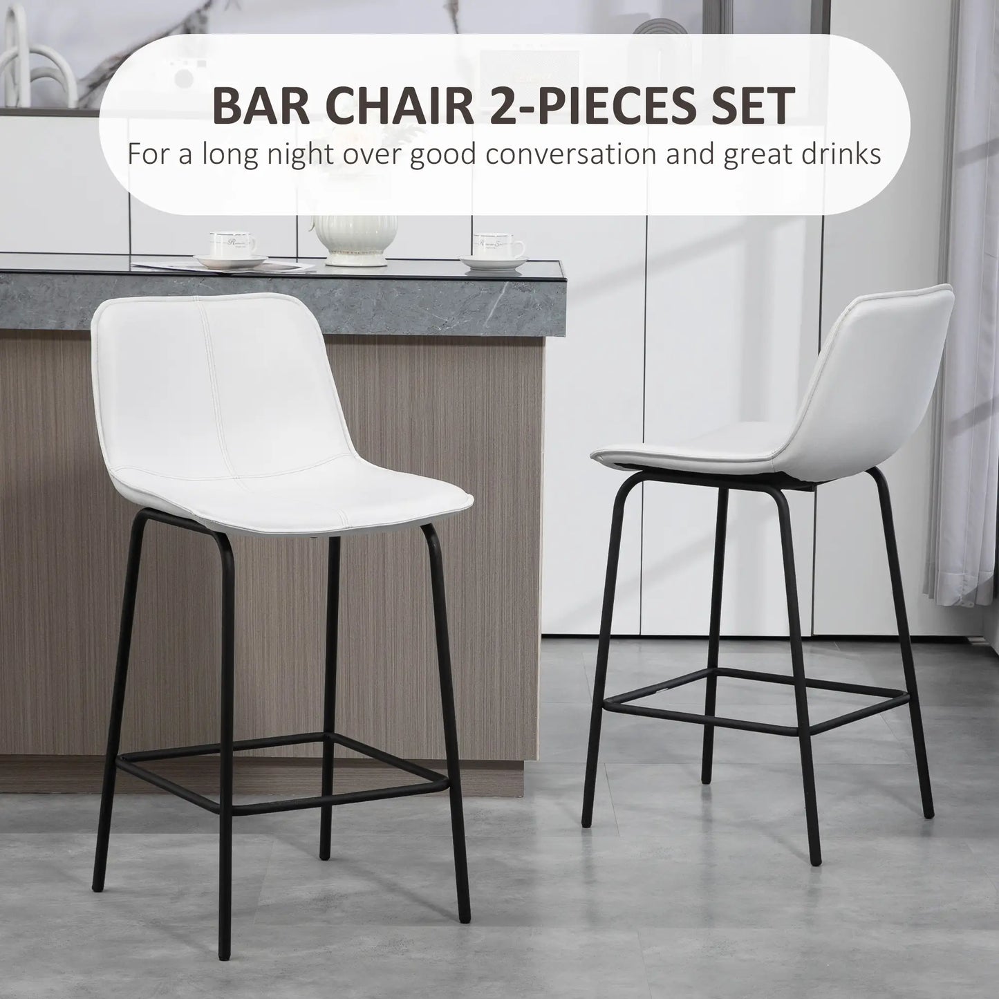 Upholstered Counter Height Bar Stools, Set of 2, Steel Legs Bar Stools at Gallery Canada