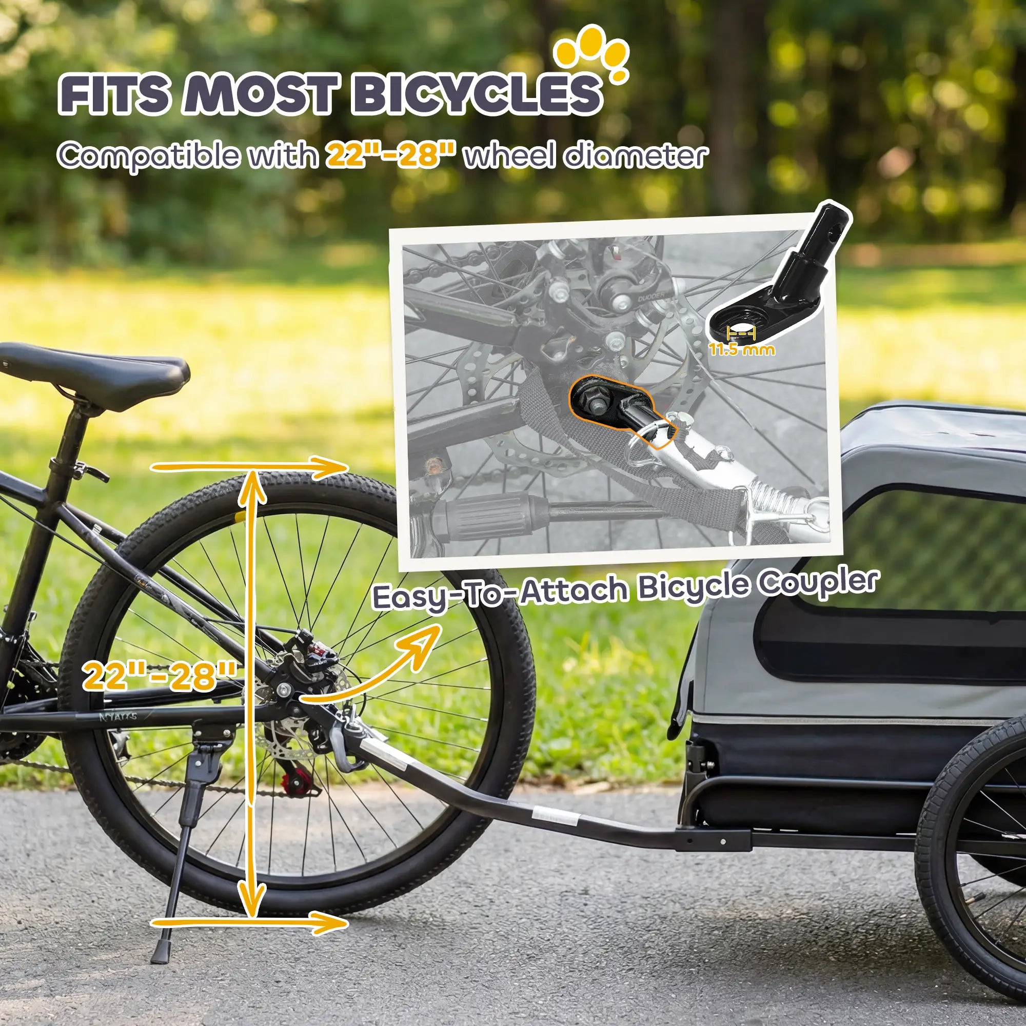 Dog Bike Trailer, 44 lbs, Universal Coupler, Flip-Down Ramp, Grey Dog Bike Trailers & Strollers at Gallery Canada