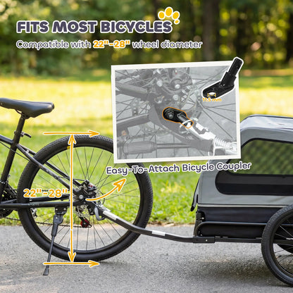 Dog Bike Trailer, 44 lbs, Universal Coupler, Flip-Down Ramp, Grey Dog Bike Trailers & Strollers at Gallery Canada