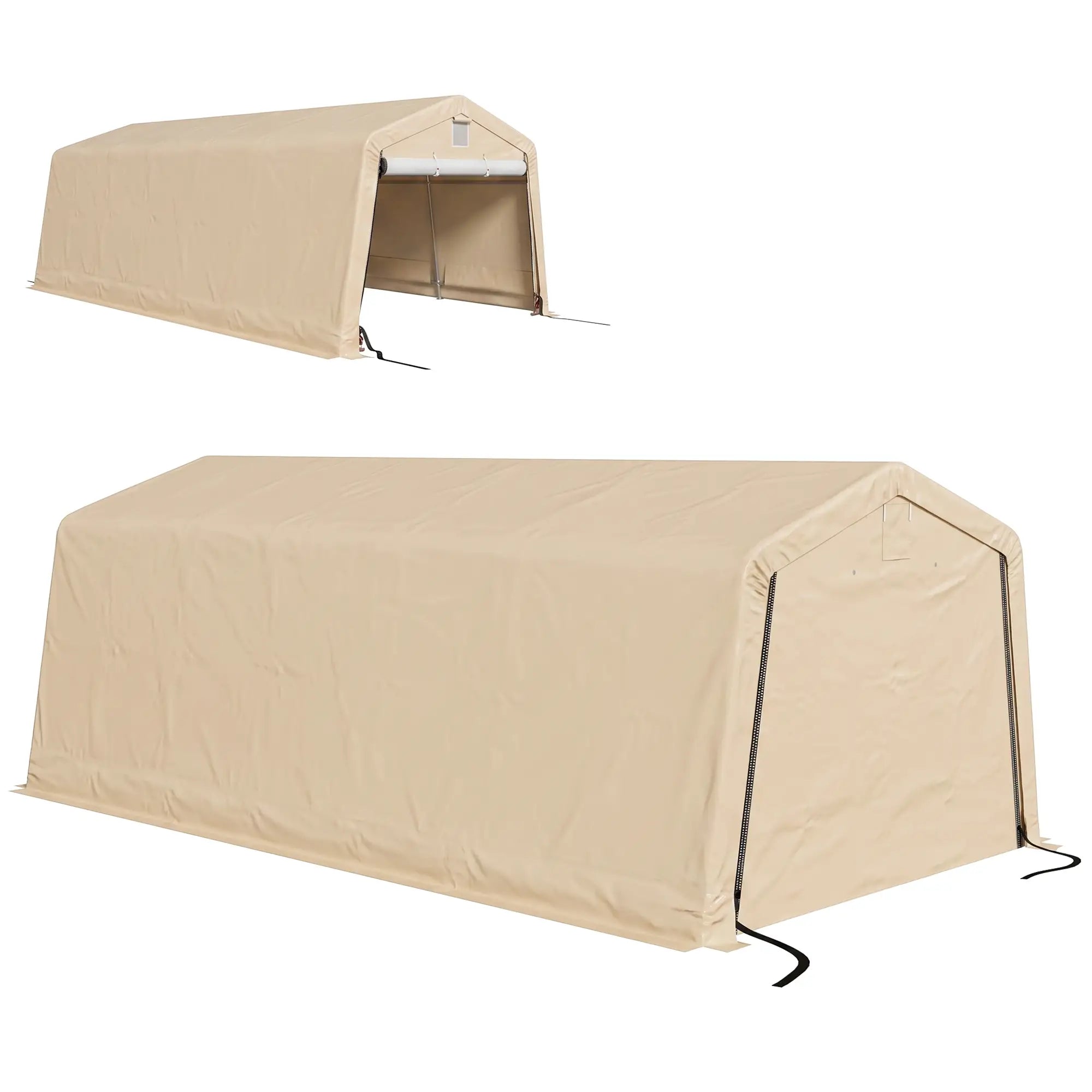 11' x 20' Portable Garage, Heavy Duty Carport Canopy, Khaki Car Shelters Khaki at Gallery Canada