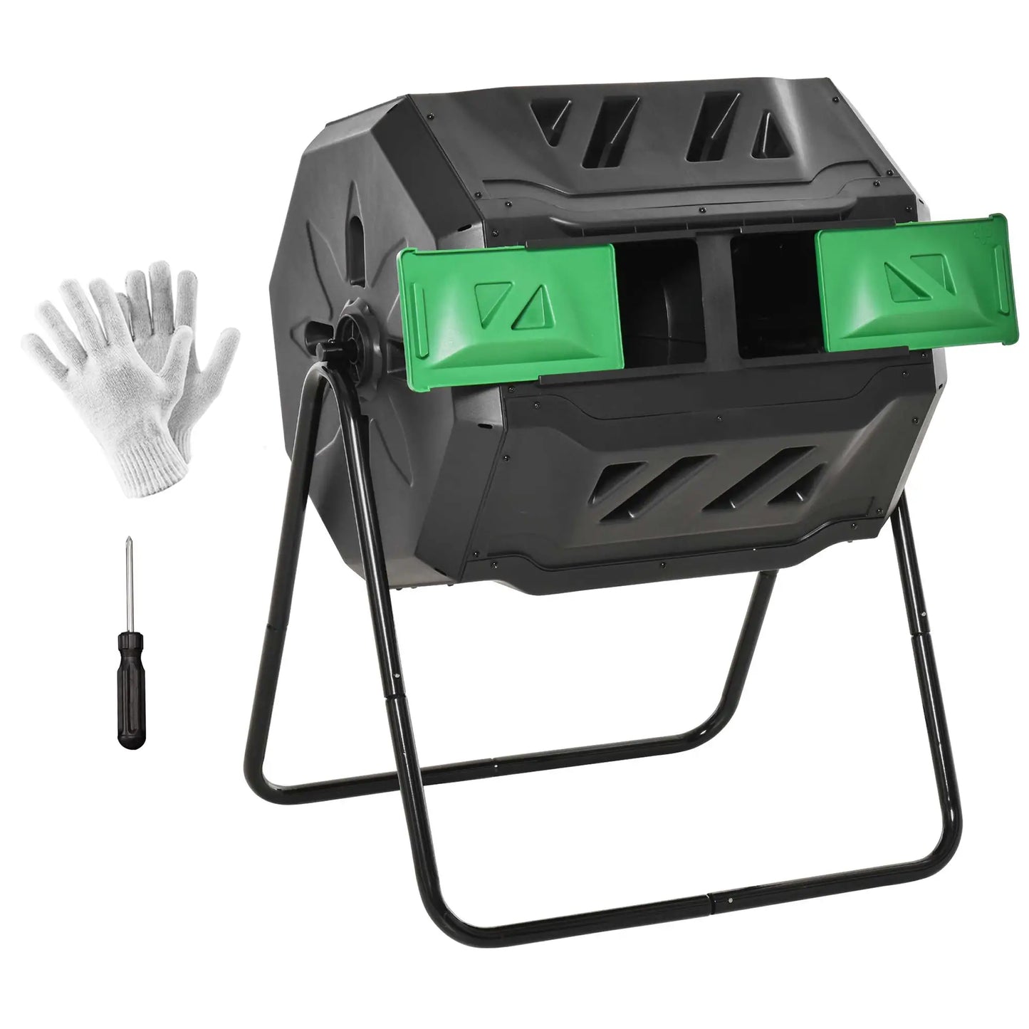 Dual Chamber Compost Bin, 360° Rotating, 43 Gallon, Green Garden Accessories at Gallery Canada