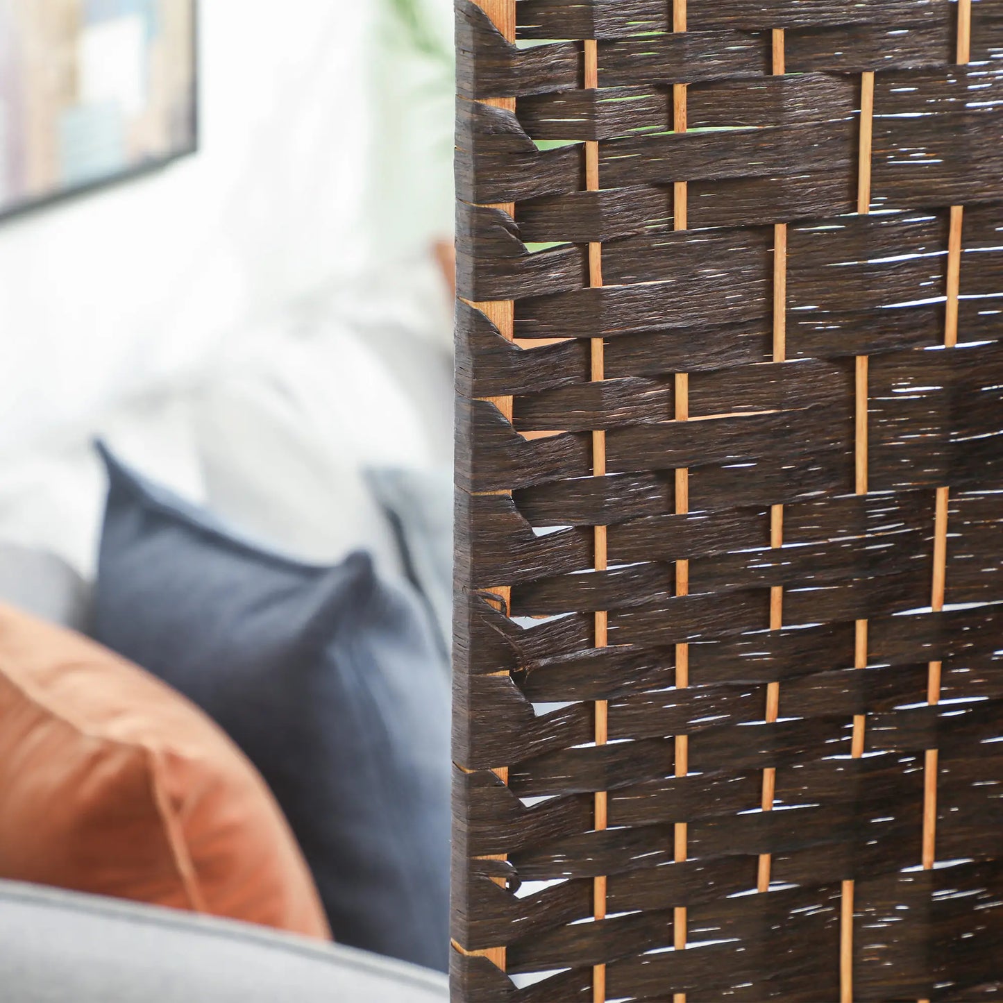 8 Panel Folding Room Divider, Portable Privacy Screen, Brown Room Dividers at Gallery Canada