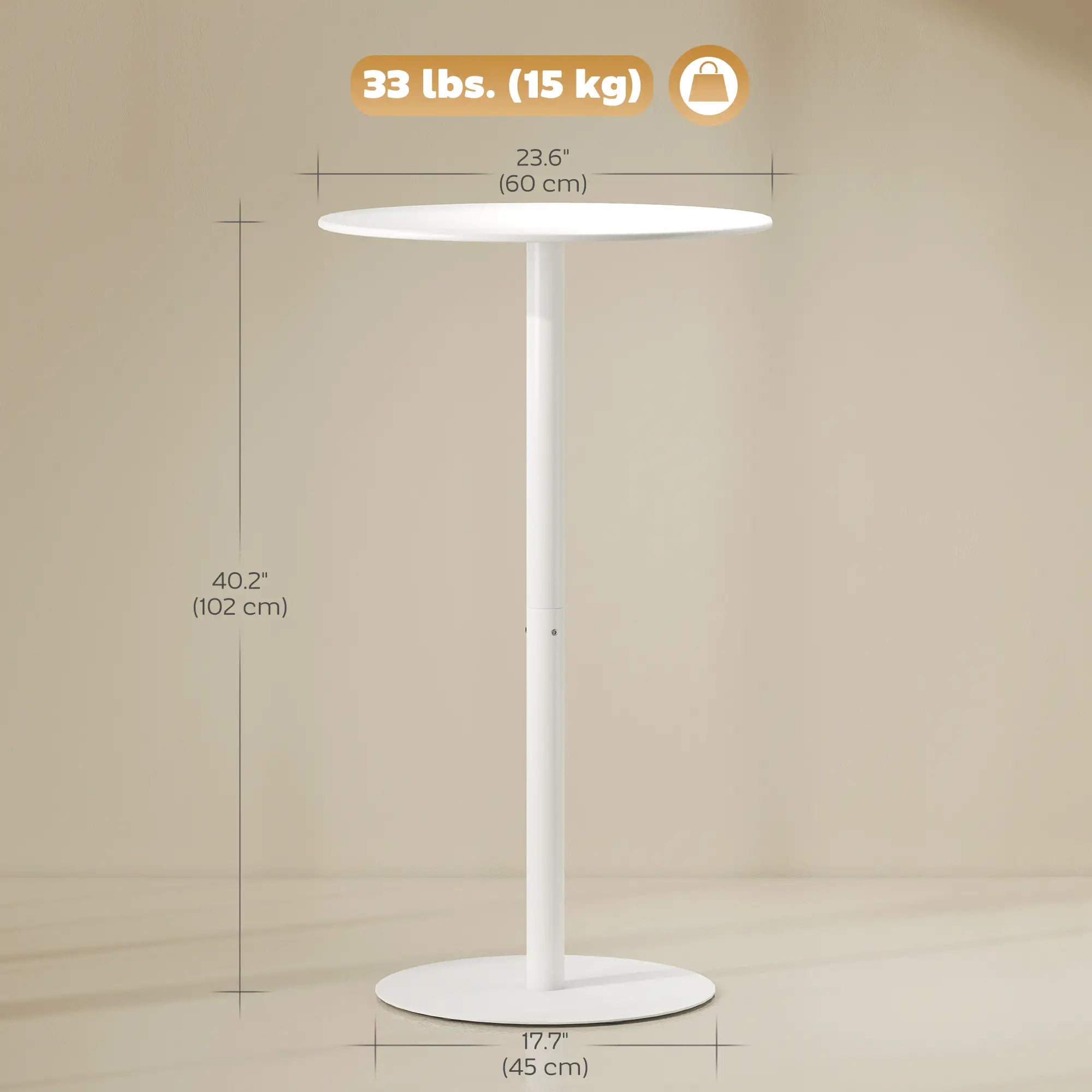 Round Bar Table for 2, Steel Frame, Easy Assembly, White Bar Tables at Gallery Canada