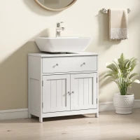 Meuble de salle de bain moderne avec vasque, rangement sous évier, blanc