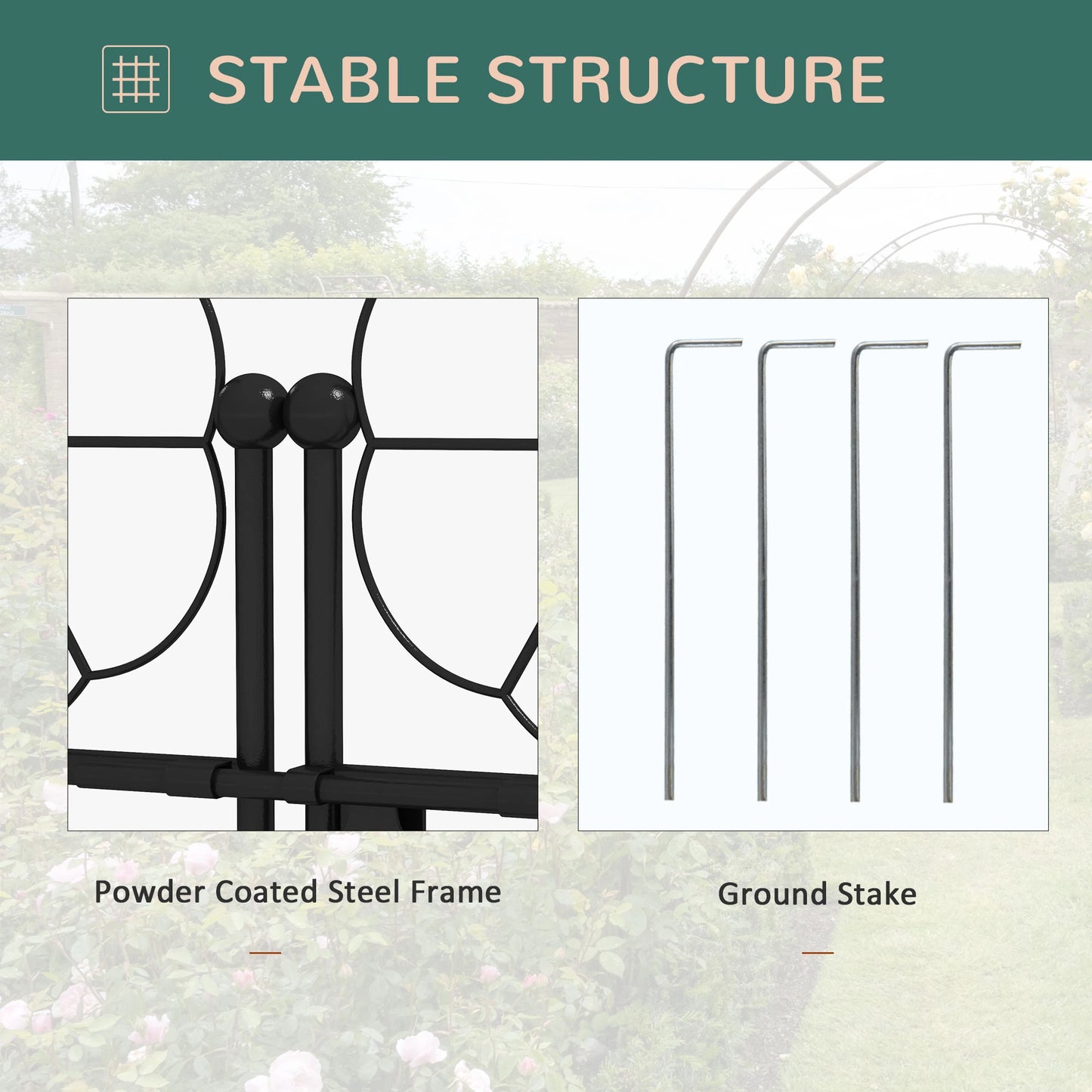 7.5FT Metal Garden Arbour, Double Gate, Arch Trellis, Black Garden Arches at Gallery Canada