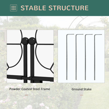 7.5FT Metal Garden Arbour, Double Gate, Arch Trellis, Black Garden Arches at Gallery Canada