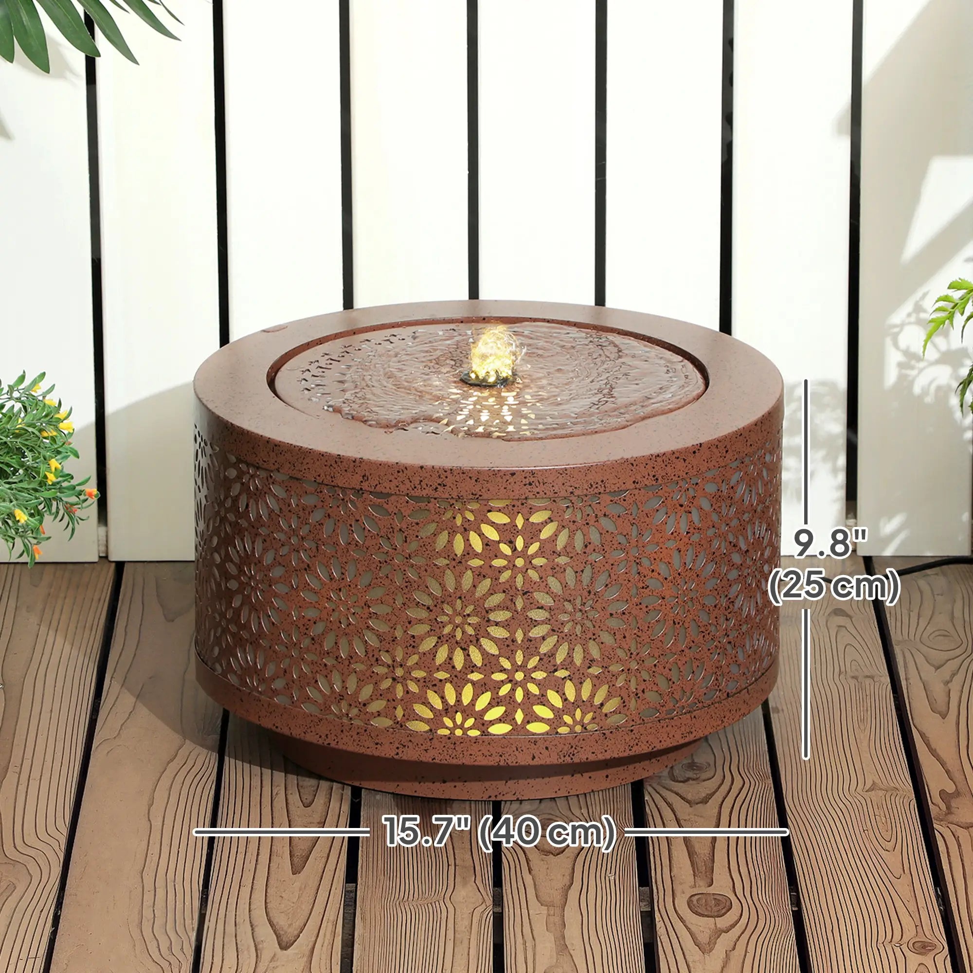Outdoor Water Fountain with LED Lights, 10