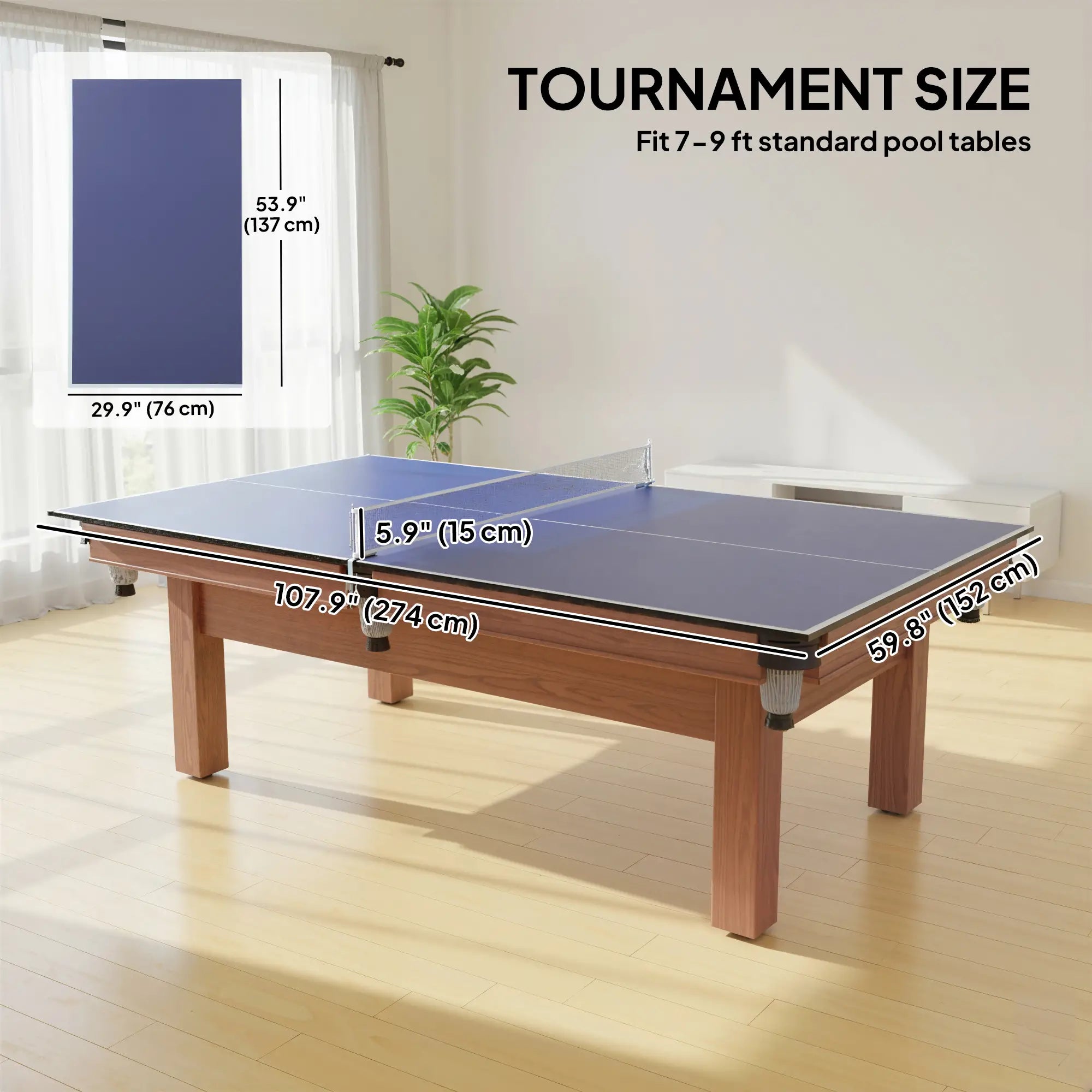 9 ft Folding Ping Pong Table Top, Pool Table Conversion, Blue Game Tables at Gallery Canada