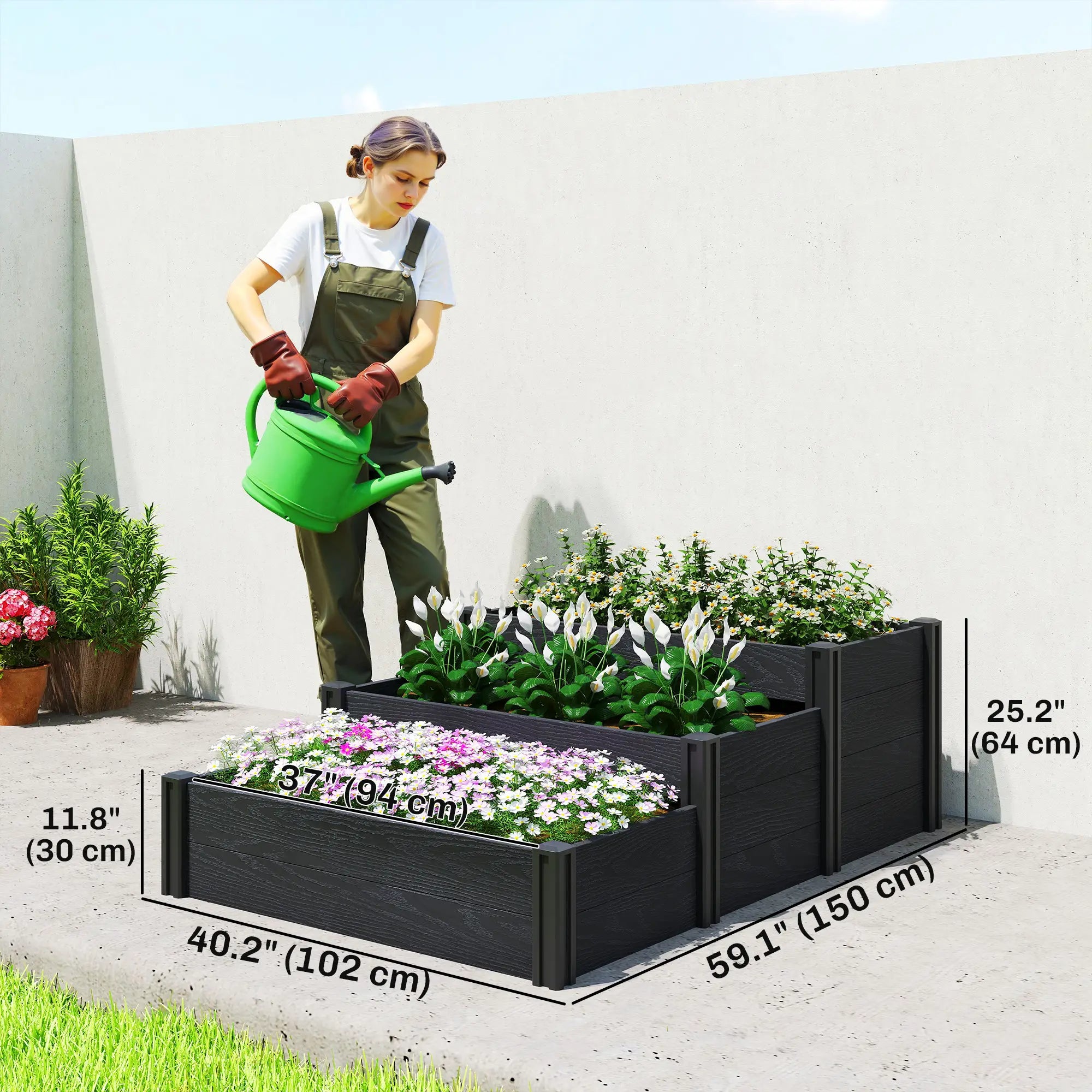 Vinyl Raised Garden Bed Kit, 3-Tier Elevated Garden Box, Outdoor Planter Wooden Planter Boxes at Gallery Canada