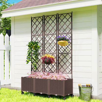 Plastic Raised Garden Bed With Trellis, Self Watering Planter Box With Wheels Raised Garden Beds at Gallery Canada
