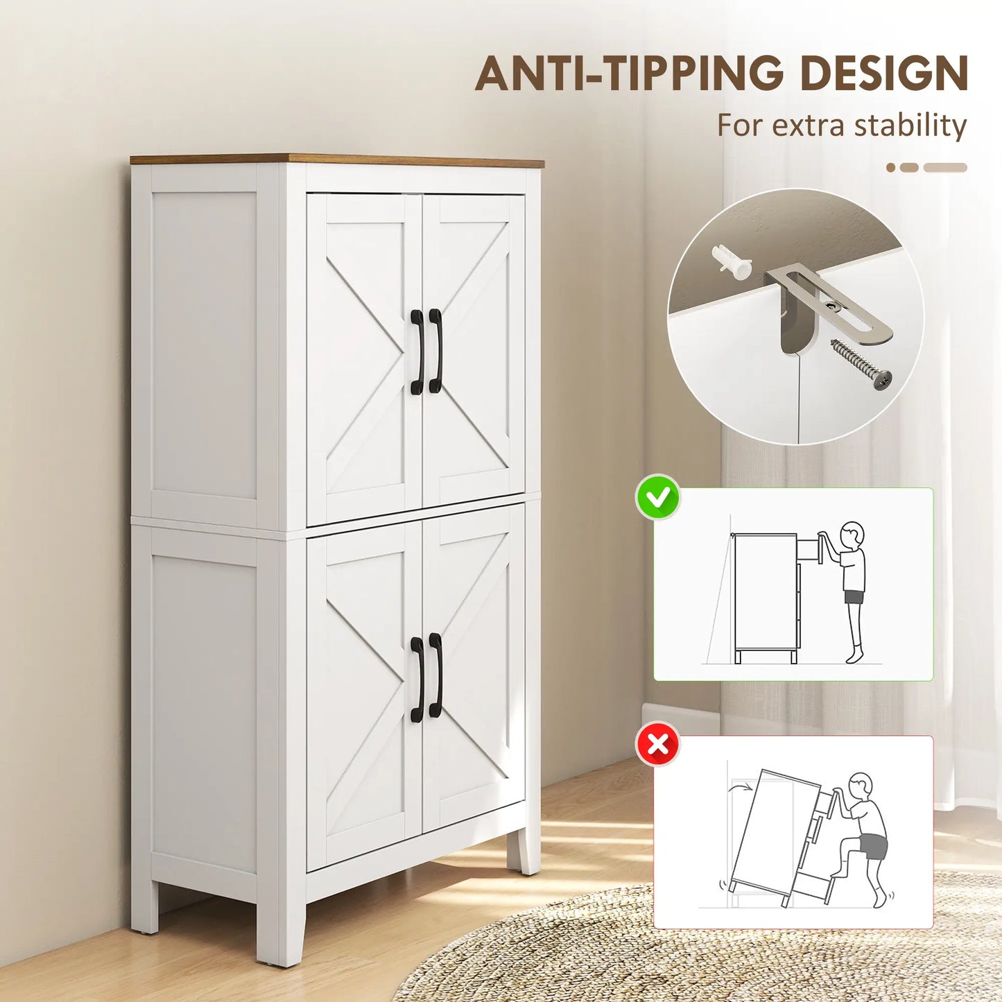 Bathroom Storage Cabinet, Barn Floor Cabinet, White