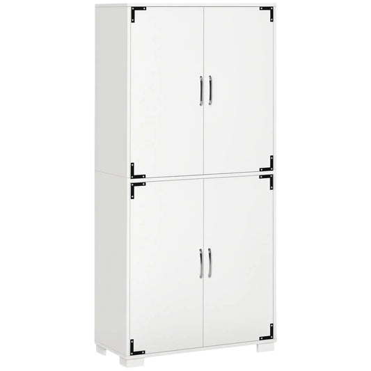 Farmhouse Kitchen Pantry, 4 Door Cabinet with Shelves, White Kitchen Pantry Cabinets White at Gallery Canada