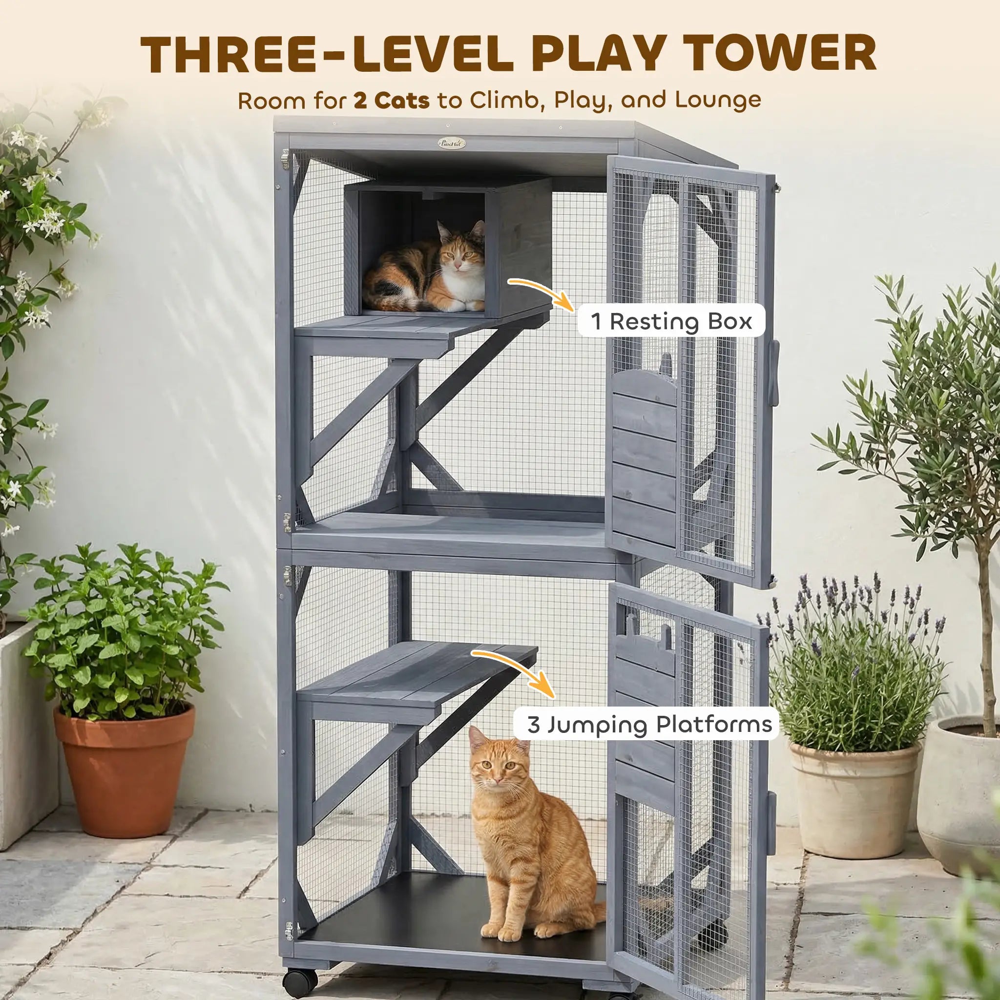 Movable Catio With Resting Box, 3 Jumping Platforms, Waterproof Roof Outdoor Cat Enclosures at Gallery Canada