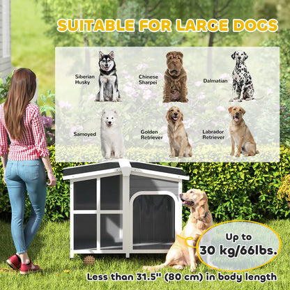 Wooden Dog House, Raised Kennel, Removable Bottom, Asphalt Roof, Dark Grey Houses, Kennels & Pens at Gallery Canada