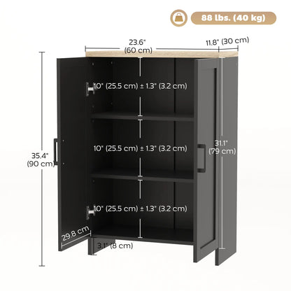 Modern Storage Cabinet, Adjustable Shelf, 23.6" x 11.8" x 35.4", Black Storage Cabinets at Gallery Canada
