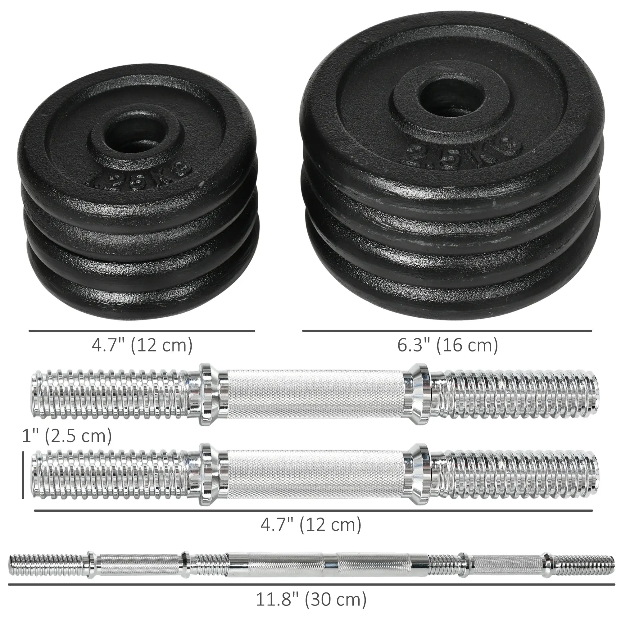 44lbs Adjustable Weight Barbell, Dumbbells Set, Non-Slip Handles, Black Dumbbells & Barbells at Gallery Canada