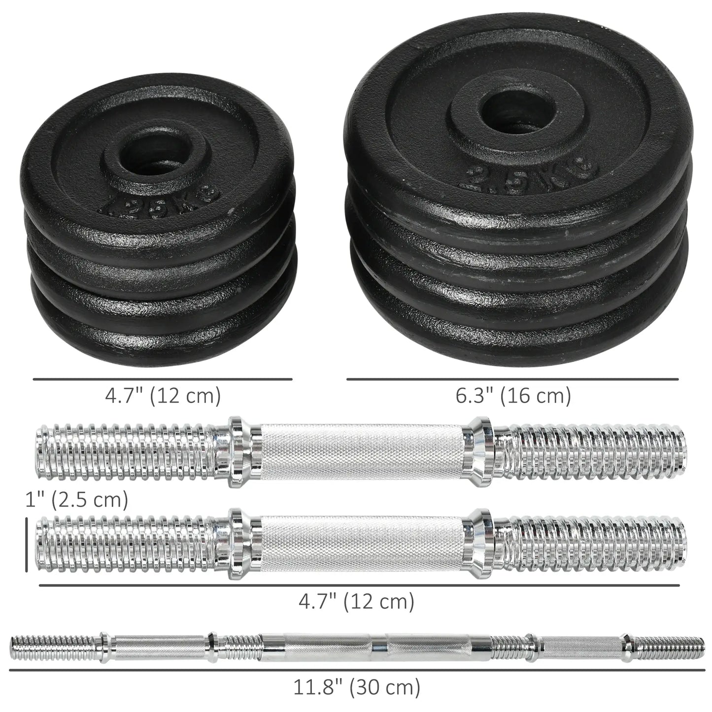 44lbs Adjustable Weight Barbell, Dumbbells Set, Non-Slip Handles, Black Dumbbells & Barbells at Gallery Canada