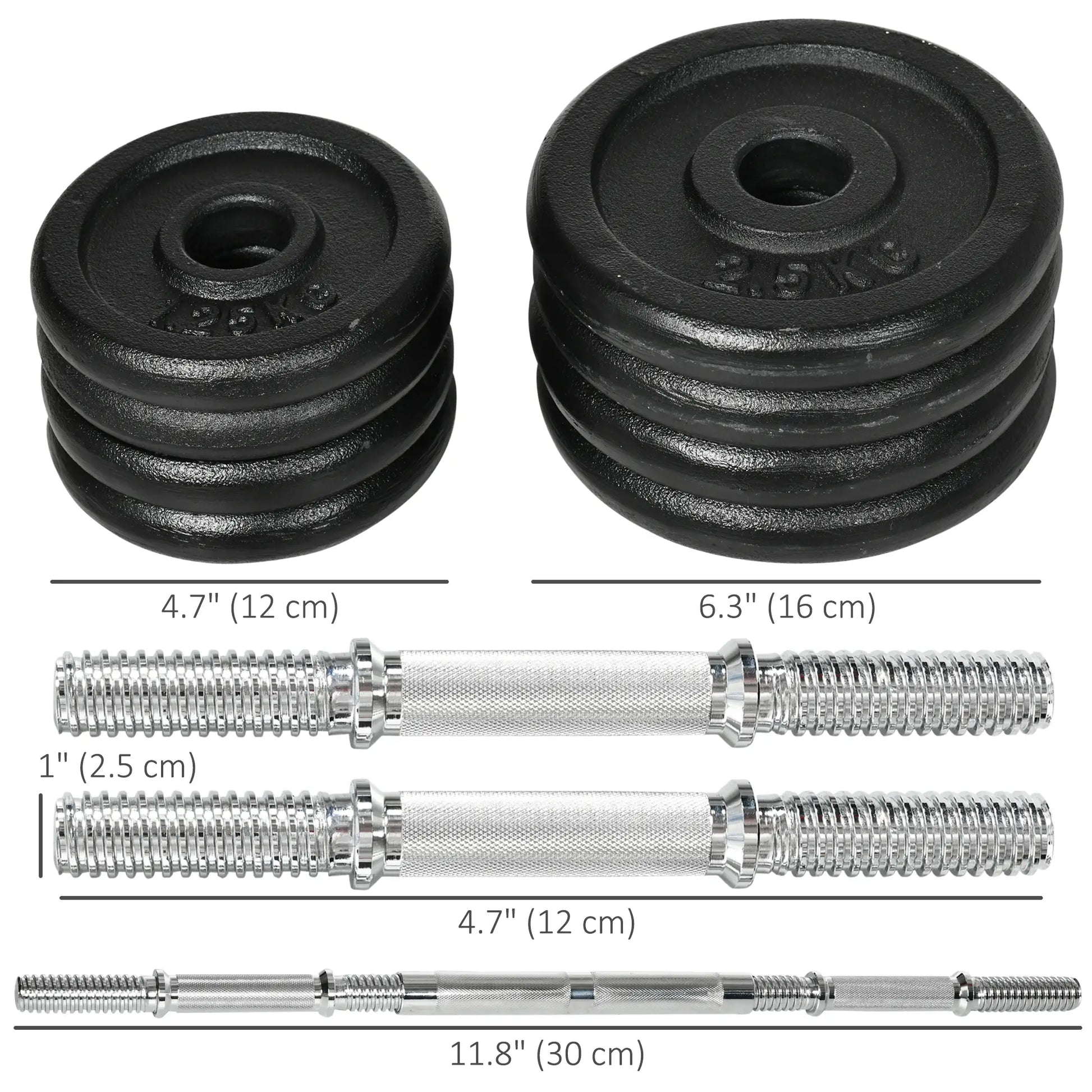 44lbs Adjustable Weight Barbell, Dumbbells Set, Non-Slip Handles, Black Dumbbells & Barbells at Gallery Canada