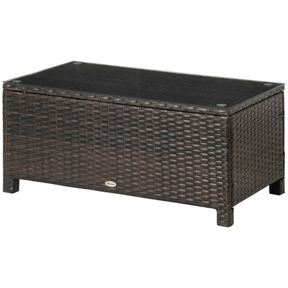 Rattan Wicker Coffee Table, Glass Top, Outdoor Garden Patio Furniture, Brown Coffee Tables at Gallery Canada