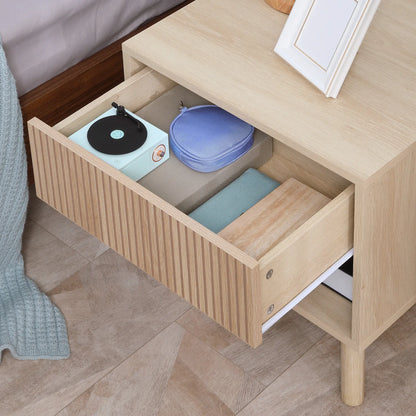Modern Bedside Table with Drawer, Open Shelf, Natural Bedside Tables at Gallery Canada