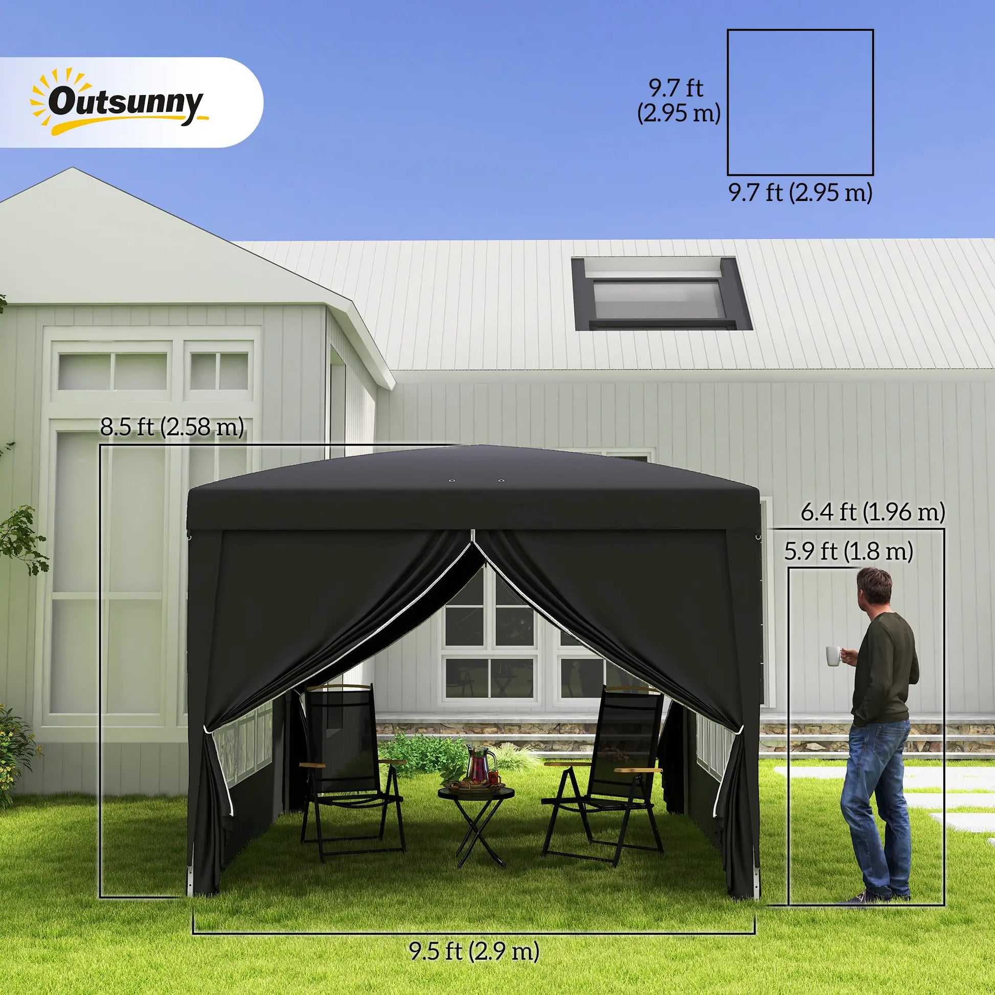 10'x10' Outdoor Pop Up Tent, Wedding Gazebo Canopy, Black Pop Up Canopies at Gallery Canada