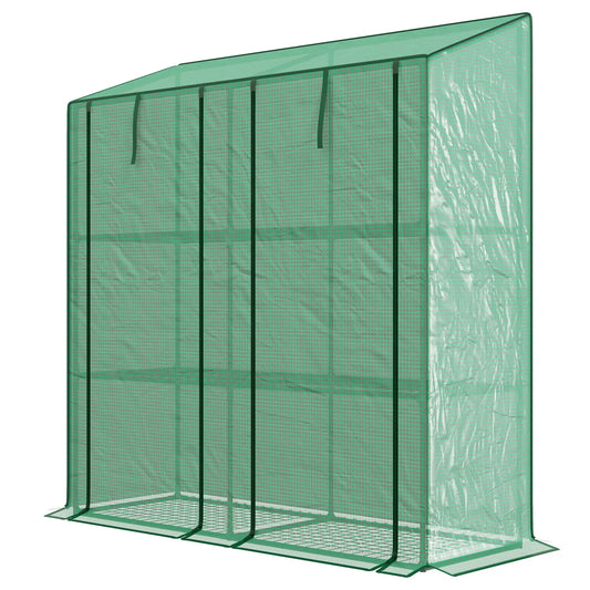 Portable Mini Greenhouse, 3 Tier Shelves, Reinforced PE Cover, 56.3" x 18.1" x 59.4" Greenhouses Green at Gallery Canada