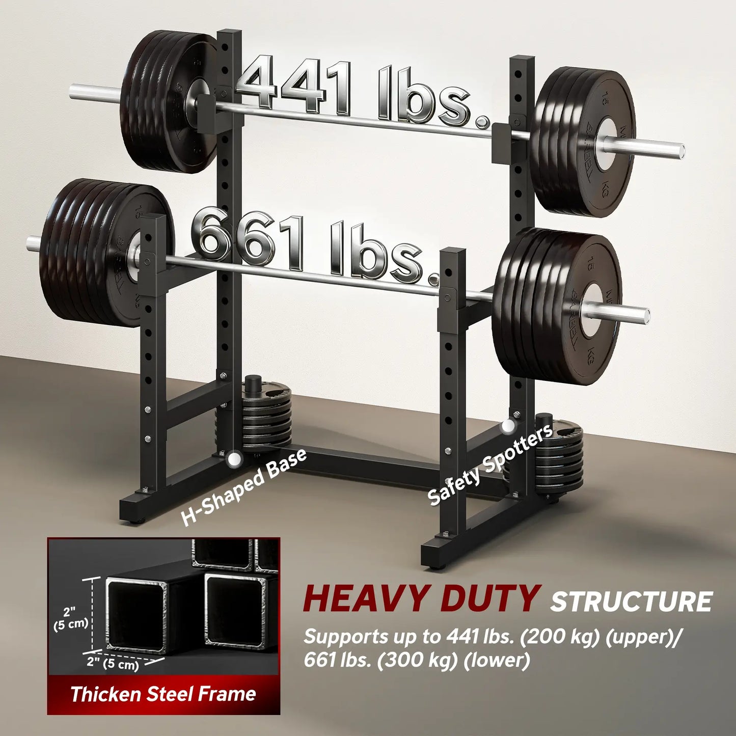 Adjustable Squat Rack, 660 Lbs Multi-Function Barbell Rack, Black Dumbbells & Barbells at Gallery Canada