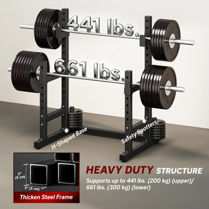 Adjustable Squat Rack, 660 Lbs Multi-Function Barbell Rack, Black Dumbbells & Barbells at Gallery Canada