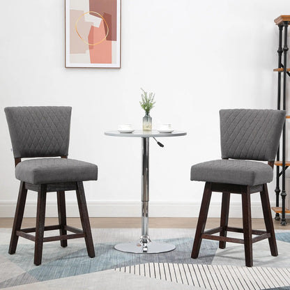 2 Swivel Bar Stools, Counter Height, Wood Legs, Footrests, Dark Grey Bar Stools at Gallery Canada