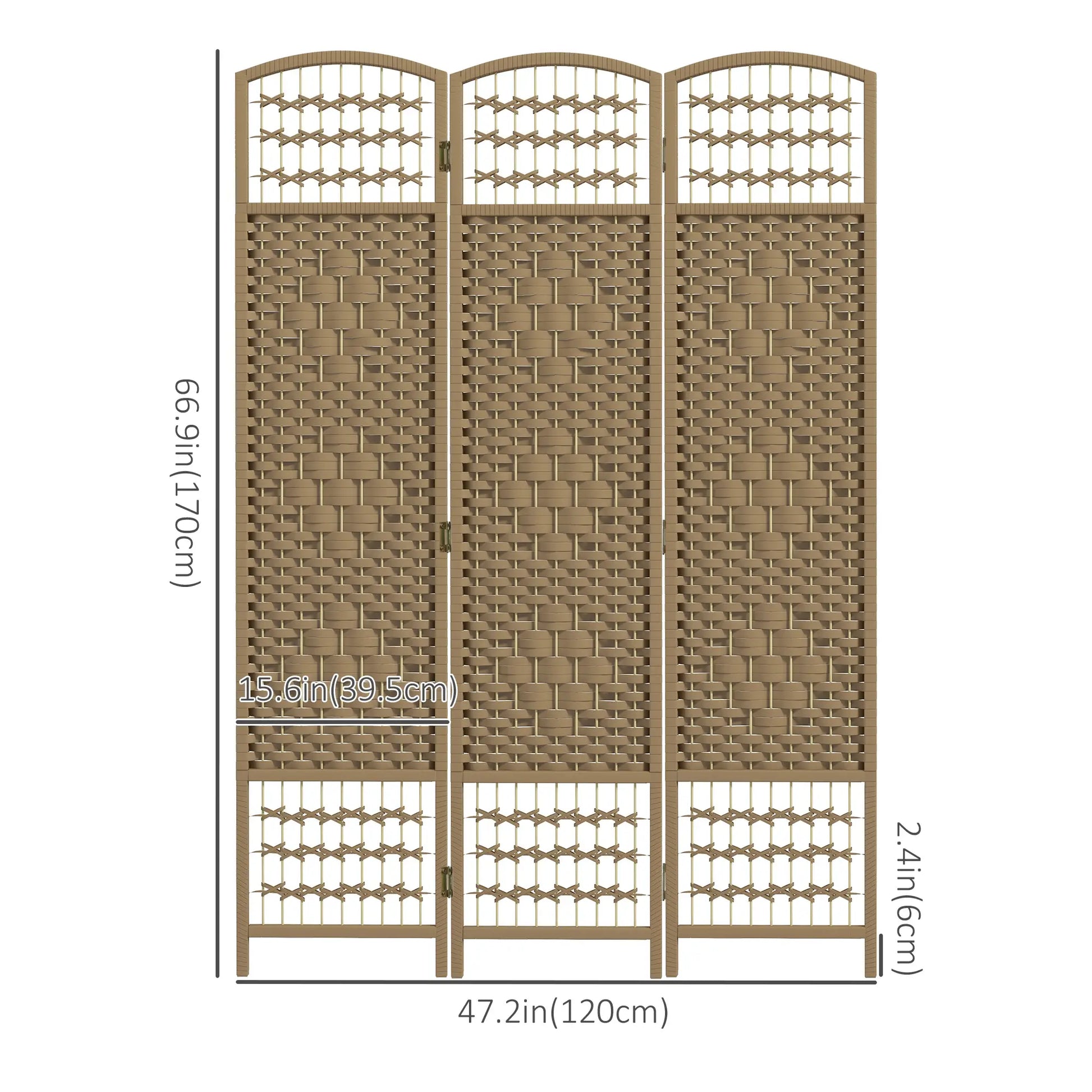 3 Panel Folding Room Divider, Portable Privacy Screen, Natural Room Dividers at Gallery Canada
