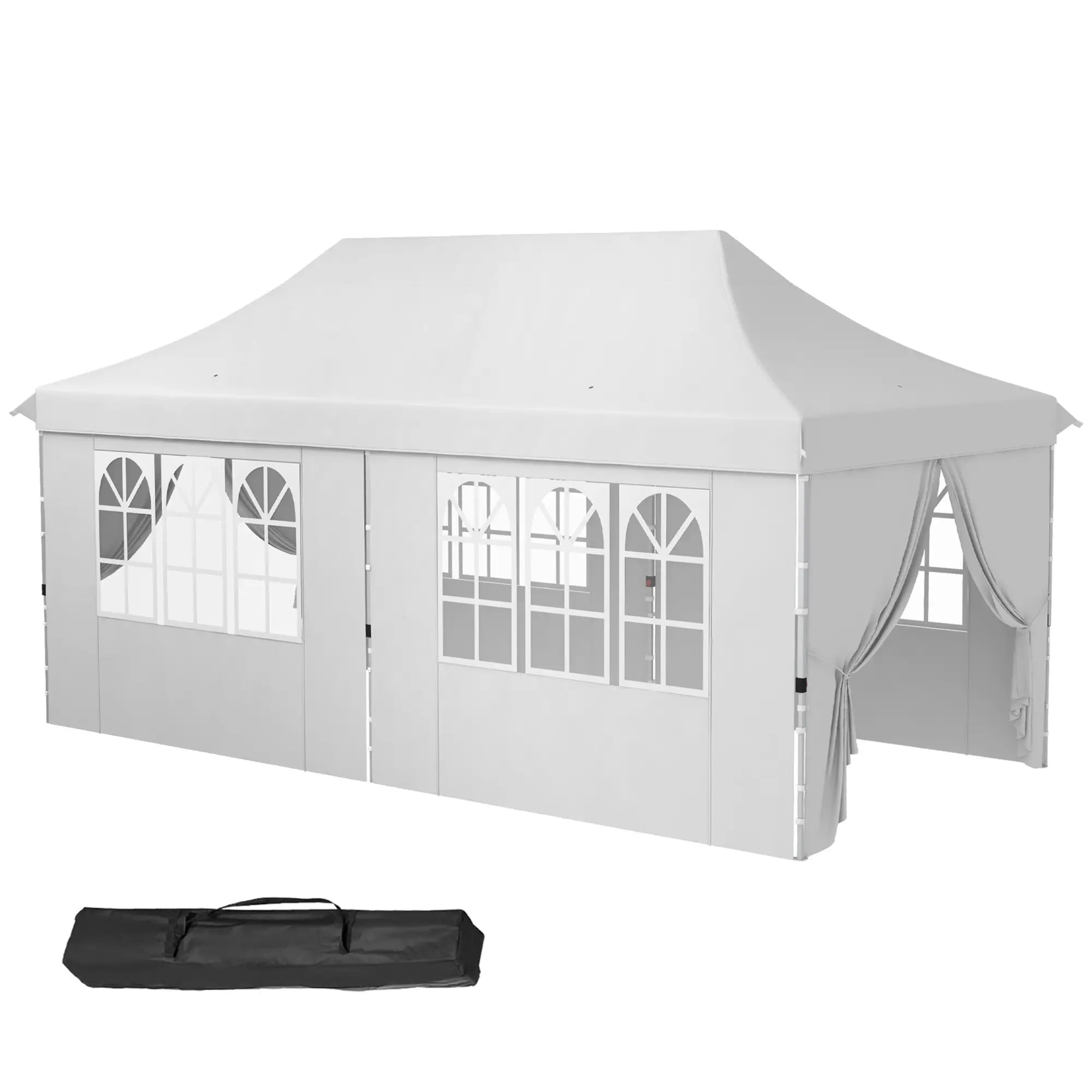 20x10 Pop Up Canopy, 6 Removable Sidewalls, Carry Bag, White Pop Up Canopies at Gallery Canada