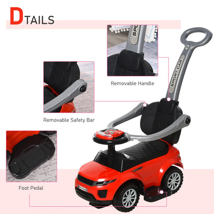3 In 1 Ride On Push Car, Toddler Sliding Walking Car, Red