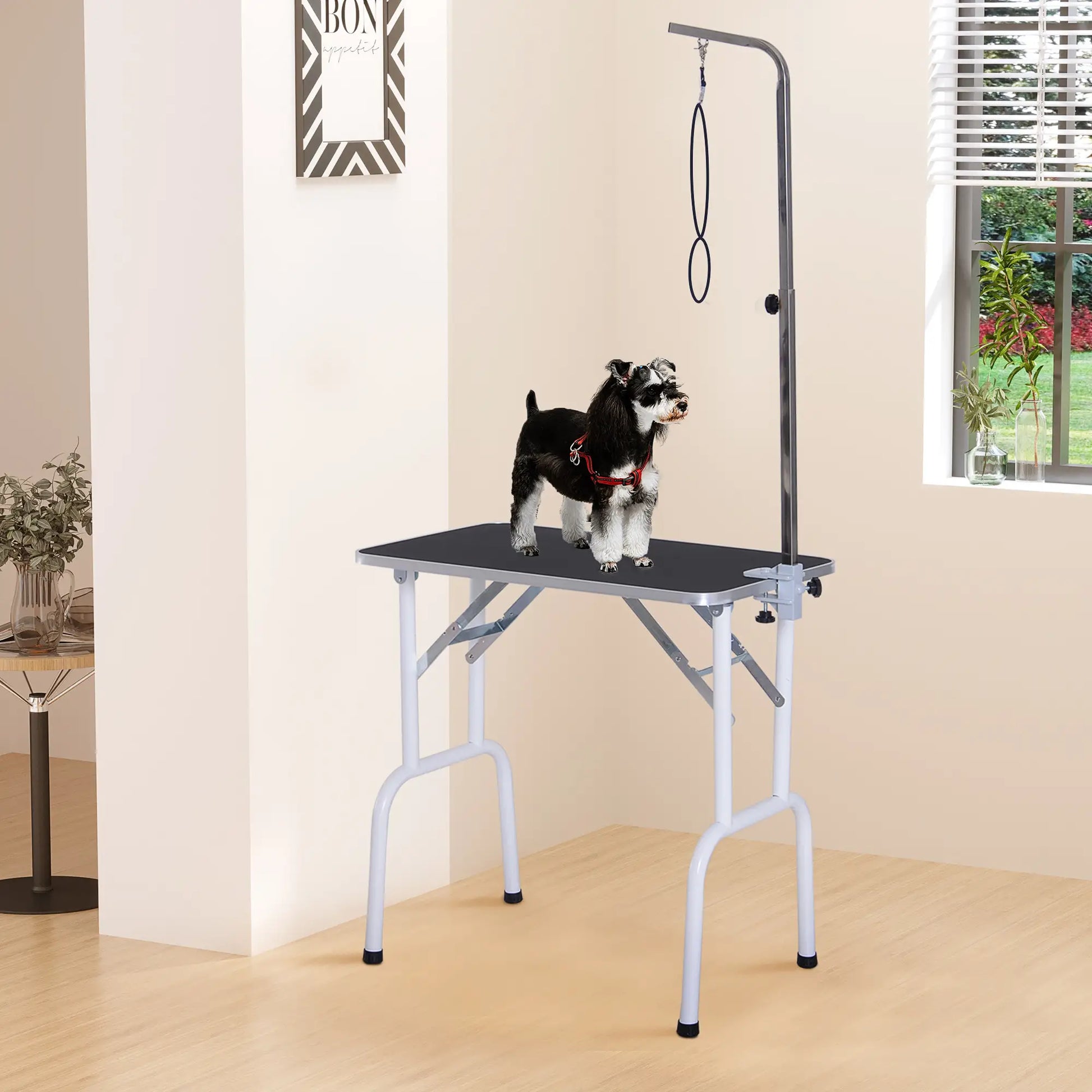 Foldable Pet Grooming Table for Dogs Cats with Adjustable Arm, Non-slip Surface, Black Dog Grooming Tables at Gallery Canada