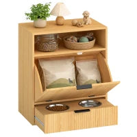 Station de nourriture pour chien, rangement pour nourriture, 2 bols rétractables