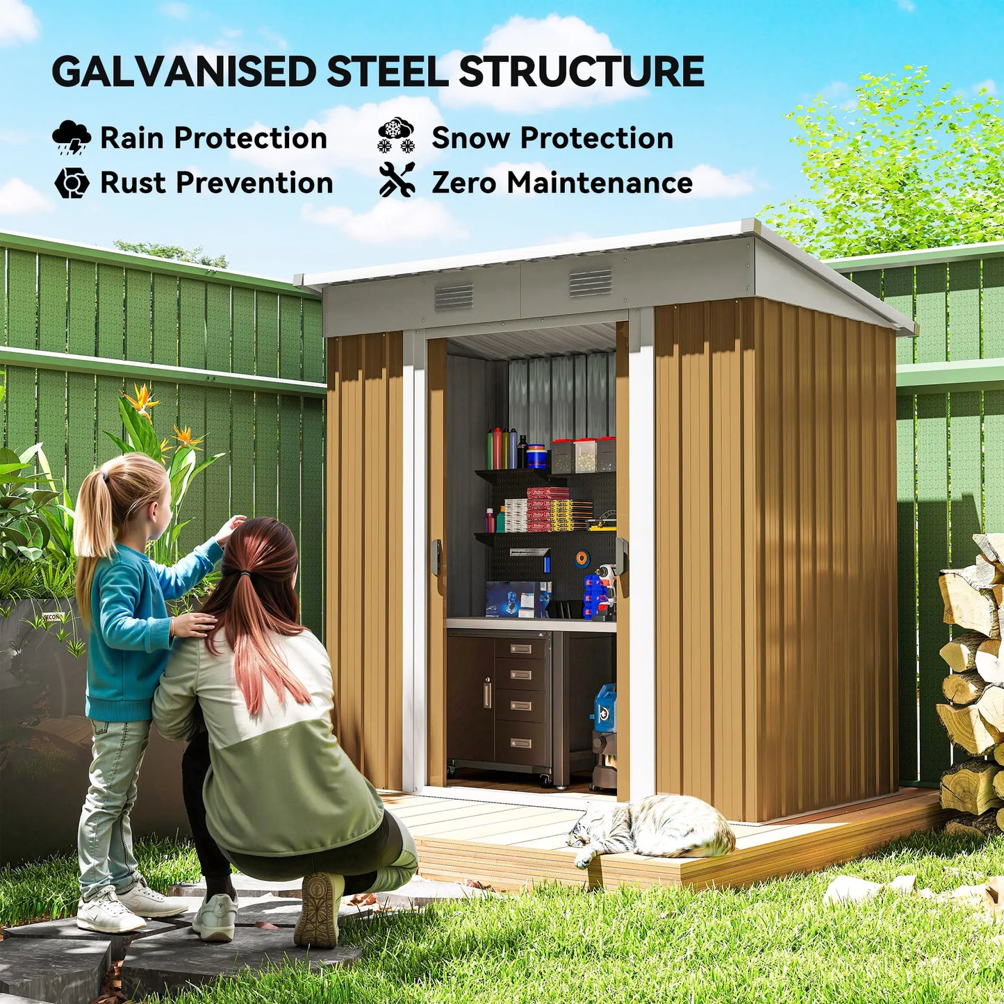 6' x 4' Yellow Metal Outdoor Storage Shed, Lockable Sliding Doors, Yellow Sheds at Gallery Canada