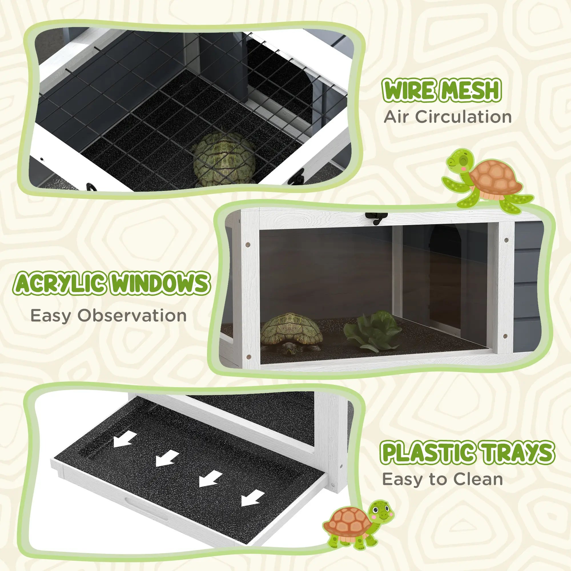 Wooden Tortoise Enclosure, Indoor Outdoor, Adjustable Lamp Holder, Openable Lids, Pull-out Trays Houses & Habitats at Gallery Canada