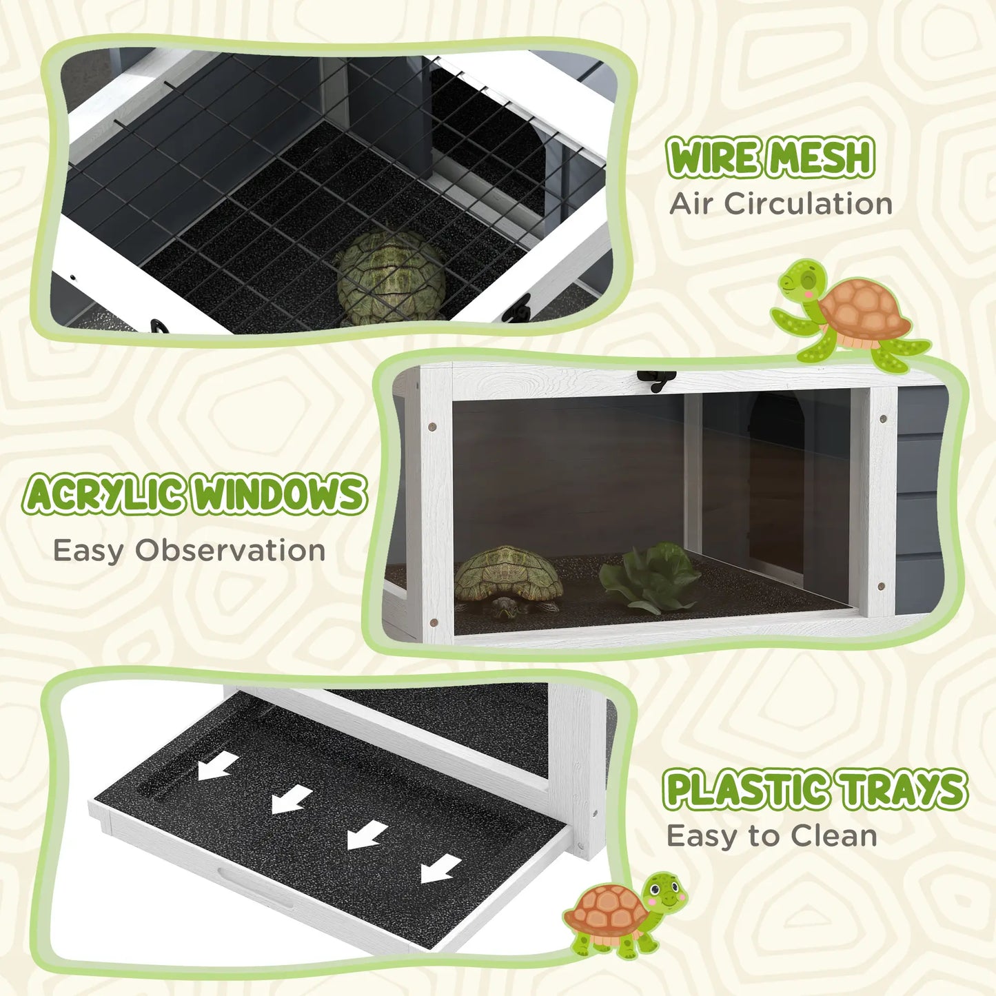 Wooden Tortoise Enclosure, Indoor Outdoor, Adjustable Lamp Holder, Openable Lids, Pull-out Trays Houses & Habitats at Gallery Canada