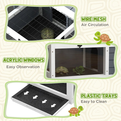 Wooden Tortoise Enclosure, Indoor Outdoor, Adjustable Lamp Holder, Openable Lids, Pull-out Trays Houses & Habitats at Gallery Canada