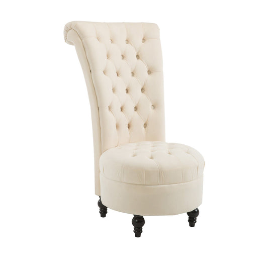 45" Tufted High Back Velvet Accent Chair Living Room Soft Padded Couch Lounge (Cream White) - Gallery Canada