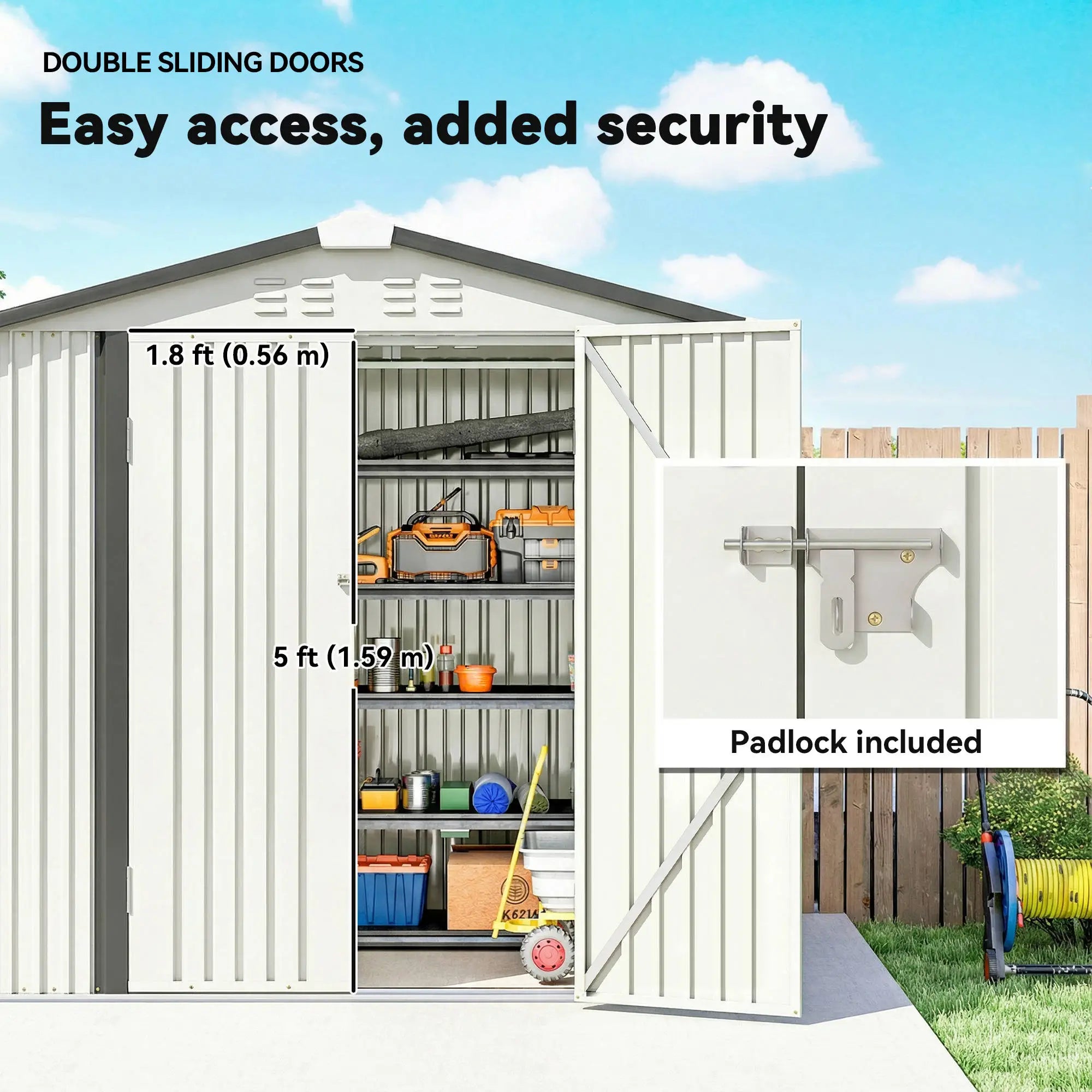 6.5' x 4' Outdoor Storage Shed, Metal Garden Shed, Silver-White Sheds at Gallery Canada