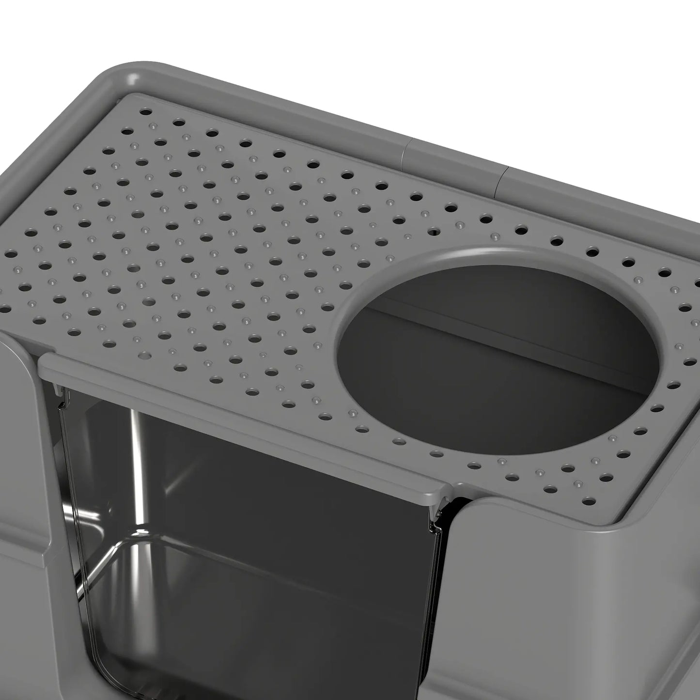 XL Stainless Litter Box With 100° Flip Top, Scoop, Dual Entry, Stainless Cat Litter Box Enclosures at Gallery Canada
