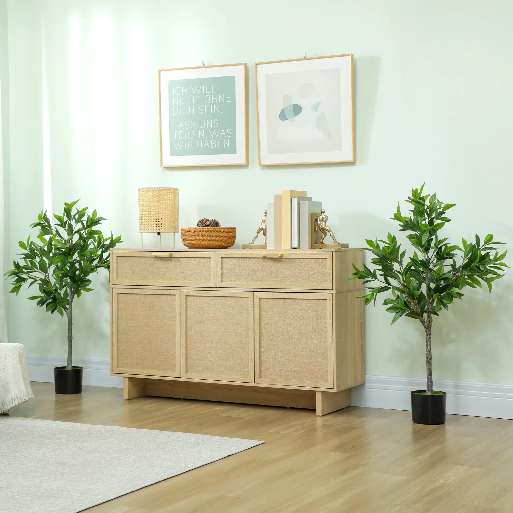 Fake Plants Set of 2, Lifelike Laurel Artificial Trees, 345 PEVA Leaves, Indoor Outdoor Decor, Green Artificial Trees at Gallery Canada