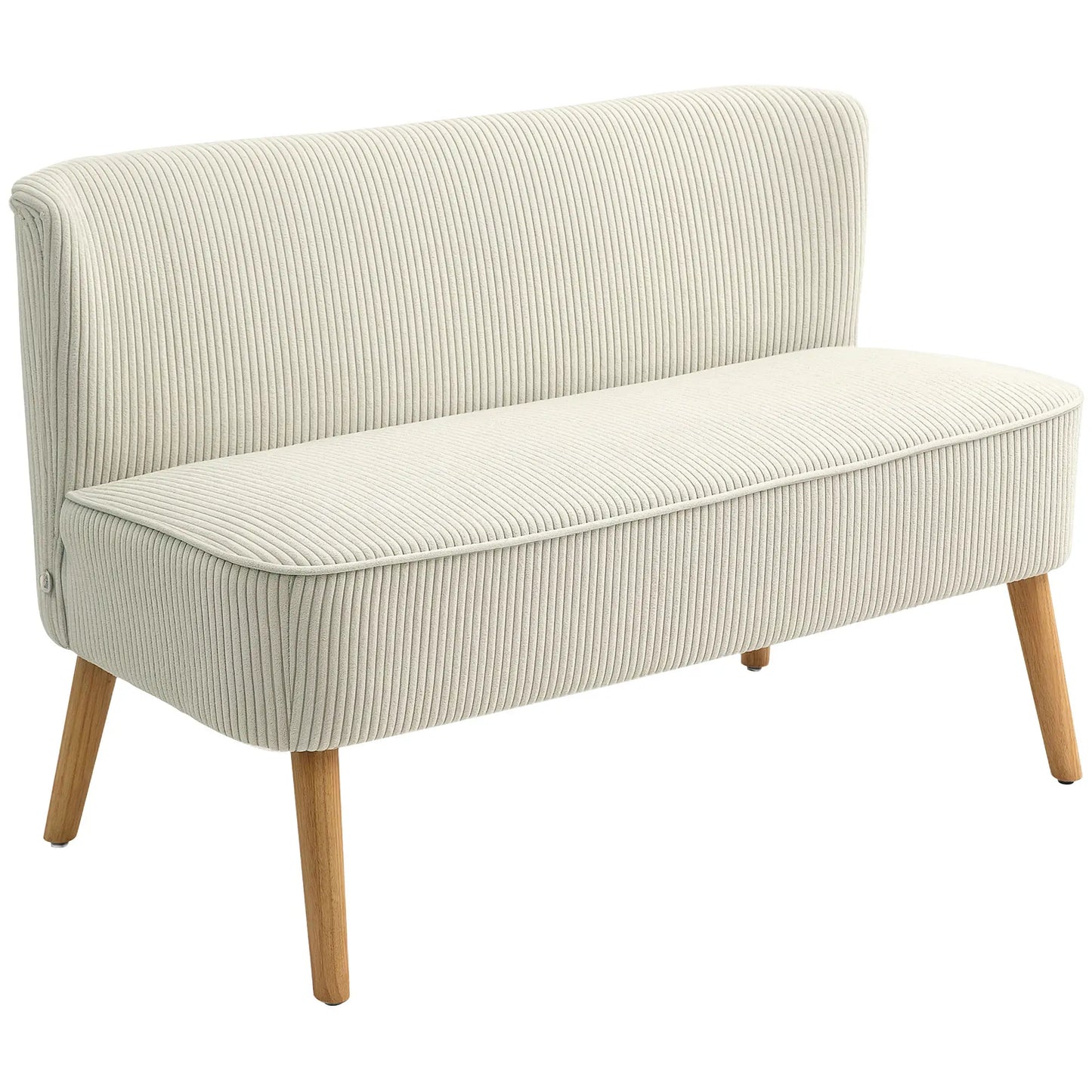 Modern 2 Seater Sofa, Upholstered Couch with Wood Legs, Cream White 2-Seater Sofas Cream White, Natural at Gallery Canada