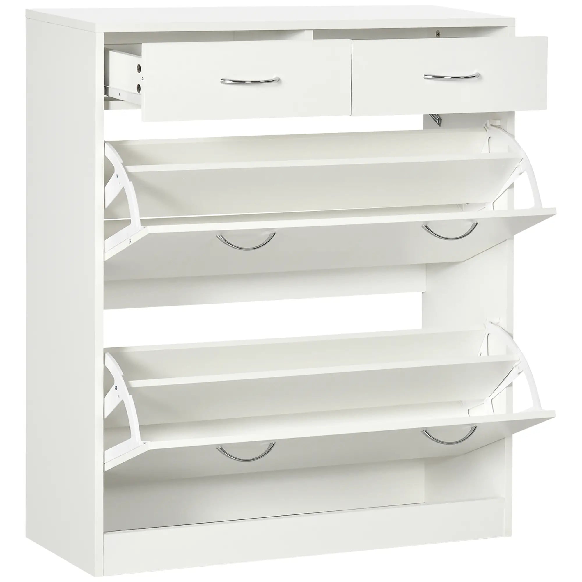 Narrow Shoe Storage, 2 Flip Drawers, Adjustable Shelves, 12 Pairs, White Shoe Storage Cabinets & Racks at Gallery Canada