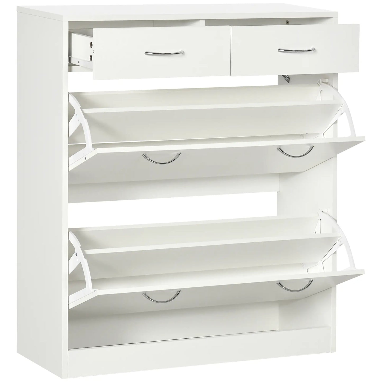 Narrow Shoe Storage, 2 Flip Drawers, Adjustable Shelves, 12 Pairs, White Shoe Storage Cabinets & Racks at Gallery Canada